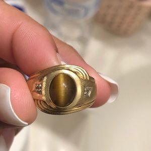14k gold brown eye tiger ring